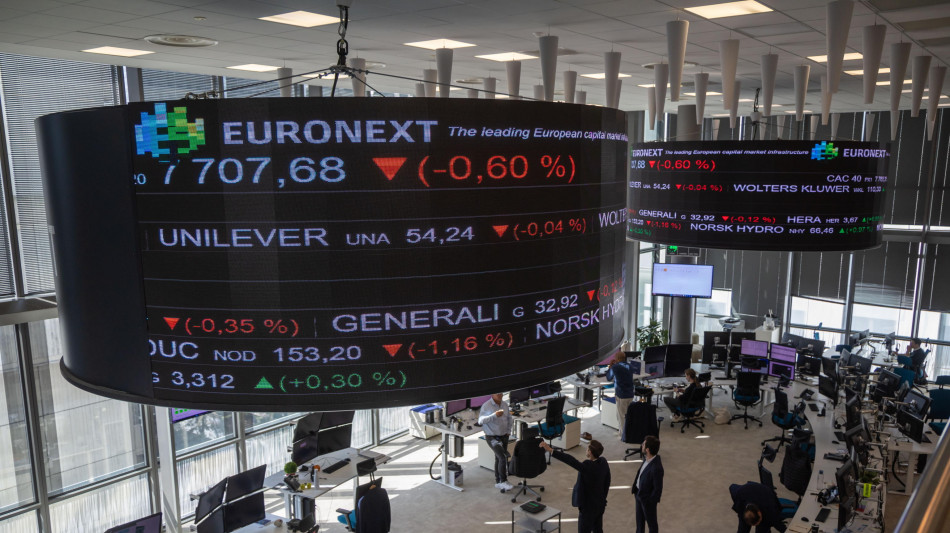 Borsa: Europa contrastata, Wall Street positiva, Milano -0,7%
